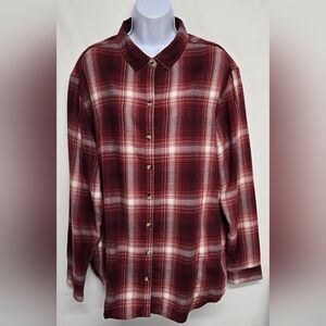 Jach's Girlfriend XXL Flannel Button Down Shirt Top Plaid Longer Length